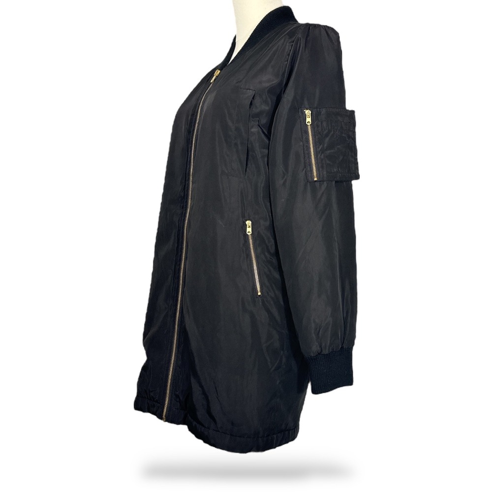 Moto Black Orange Lightweight Bomber Jacket Womens Small‎